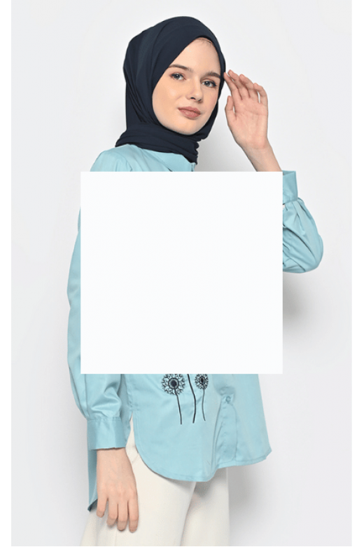 Azzura Embroidery Blouse Dusty Blue